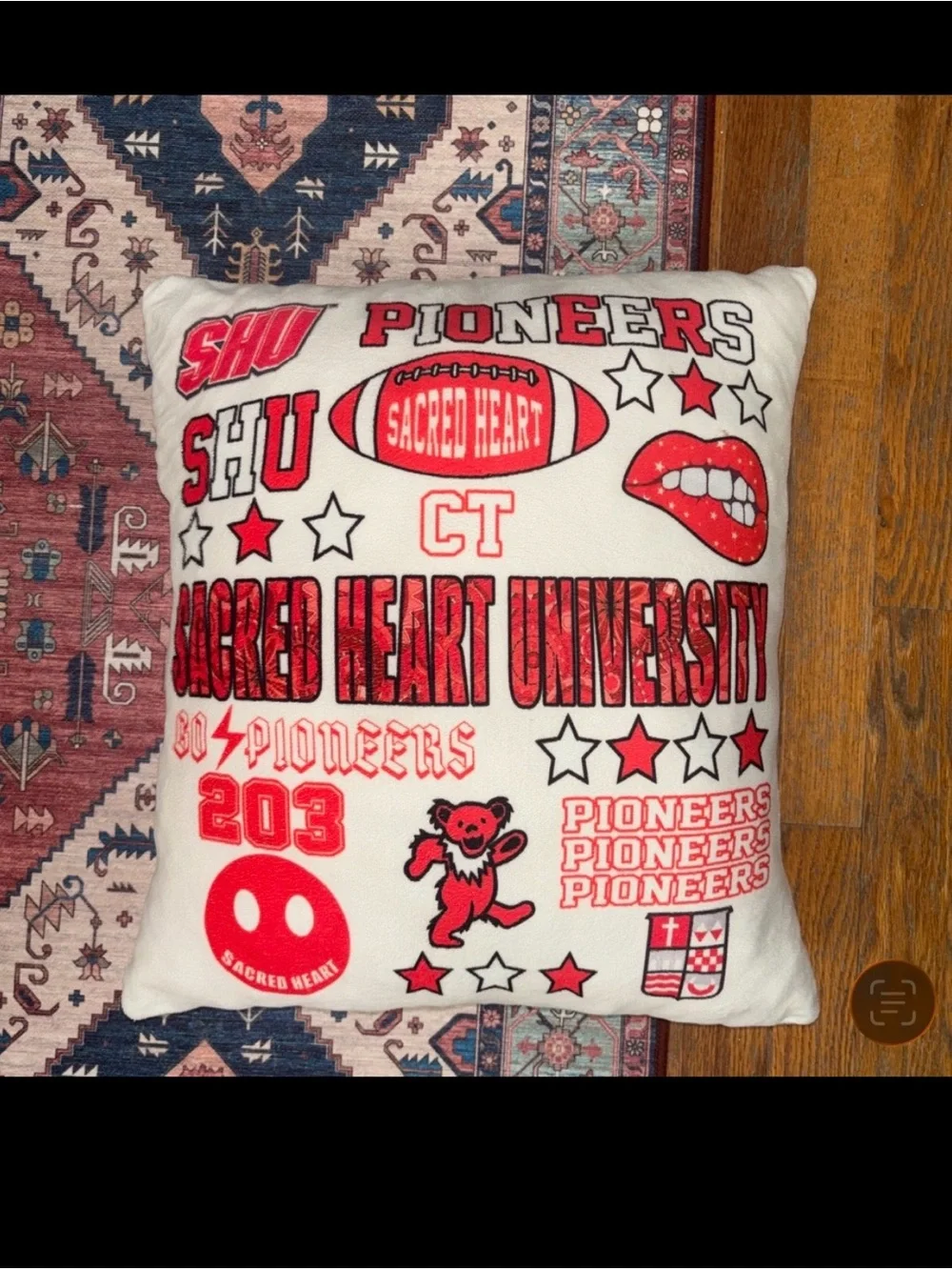 Pioneers Red & White Decorative Pillow